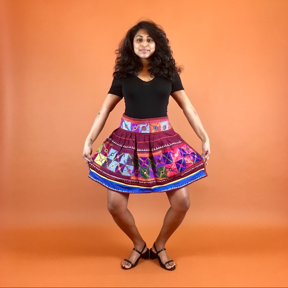 Hand-Quilted, and Hand Embroidered Wrap Skirt